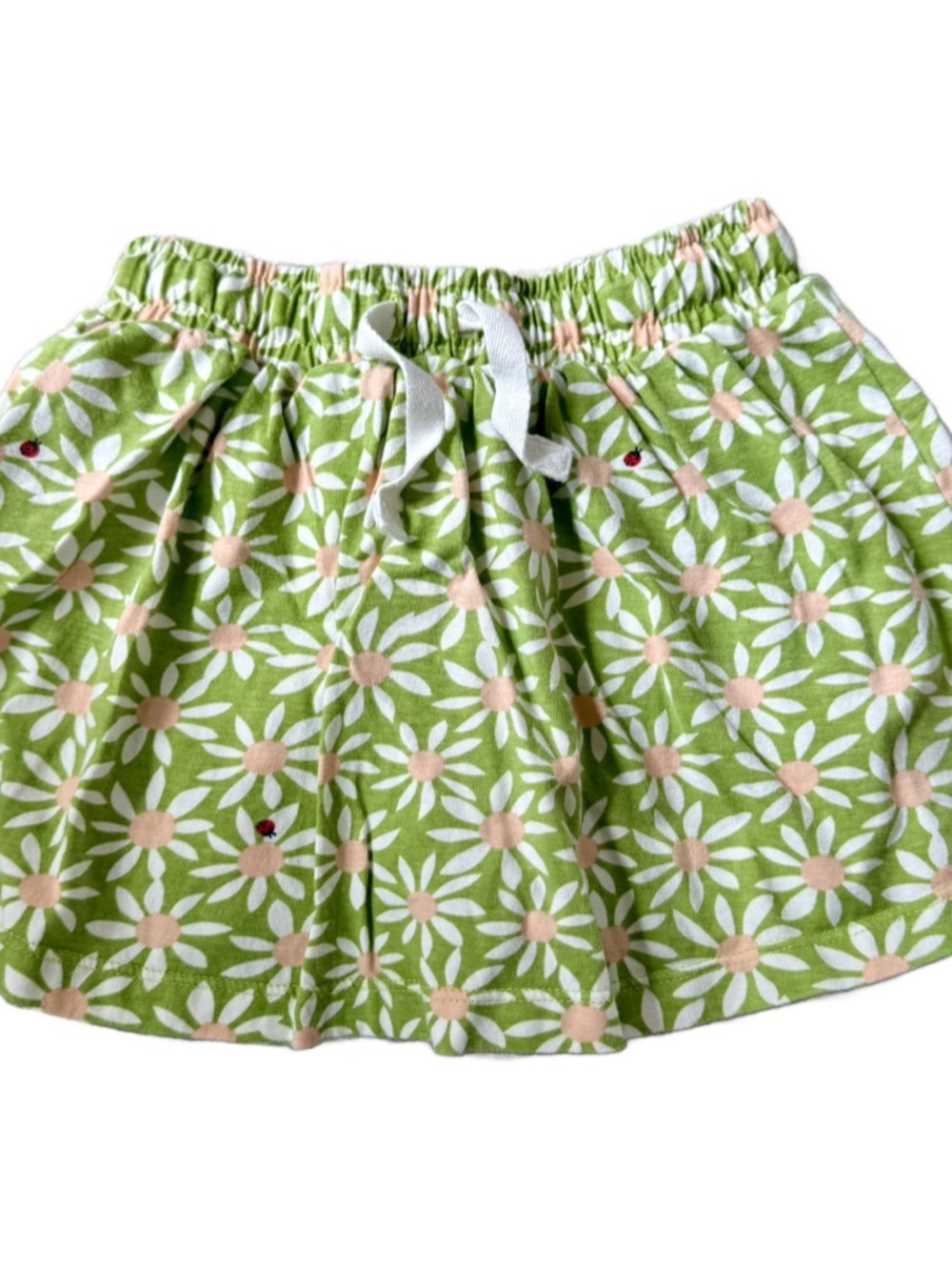 Hanna Andersson Green Daisy Print Pull-On Skort with Drawstring
